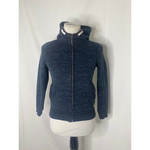 H&M Boy's Hoodie Blue Sharpa Lined Full Zip High Neck Outerwear Size Medium - Picture 2 of 8